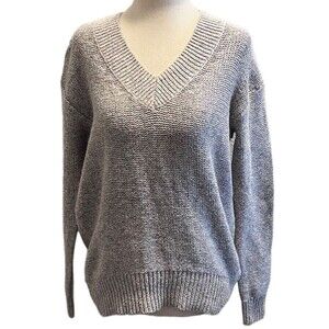 Old Navy Womens XSMALL Gray Multicolor Pullover Sweater Knit V Neck Long Sleeve